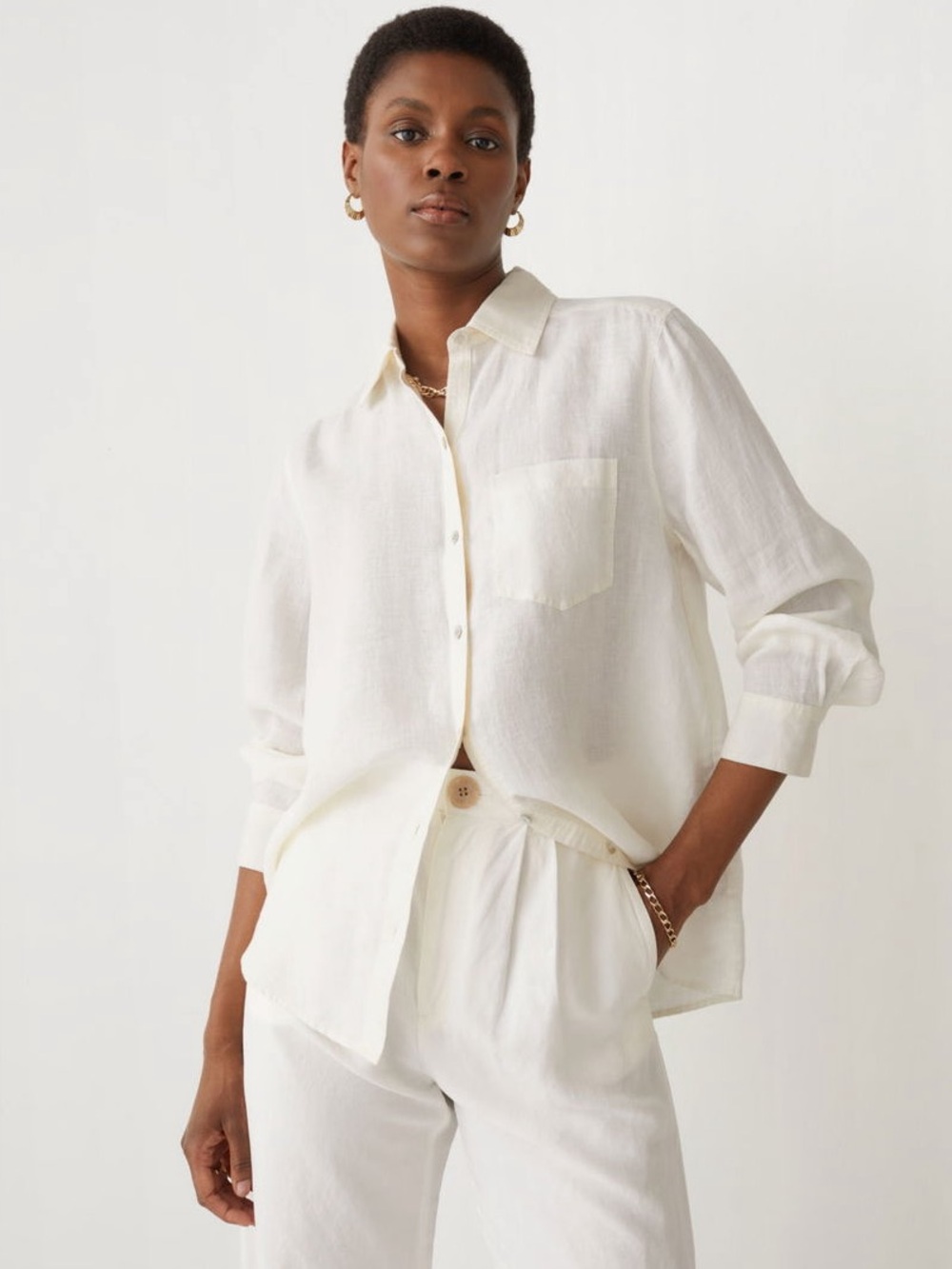 & Other Stories Linen Oversized Patch Pocket Shirt